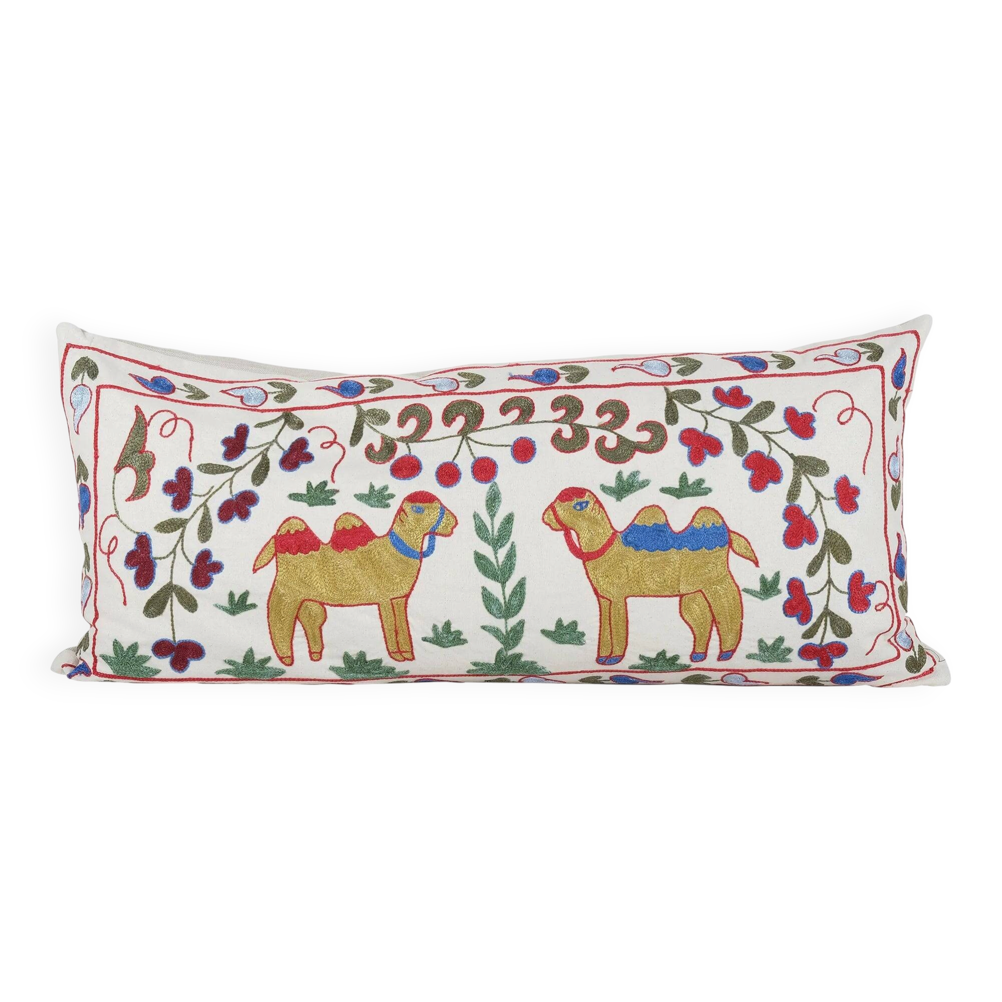 Vintage embroidered cushion cover 46x97 cm
