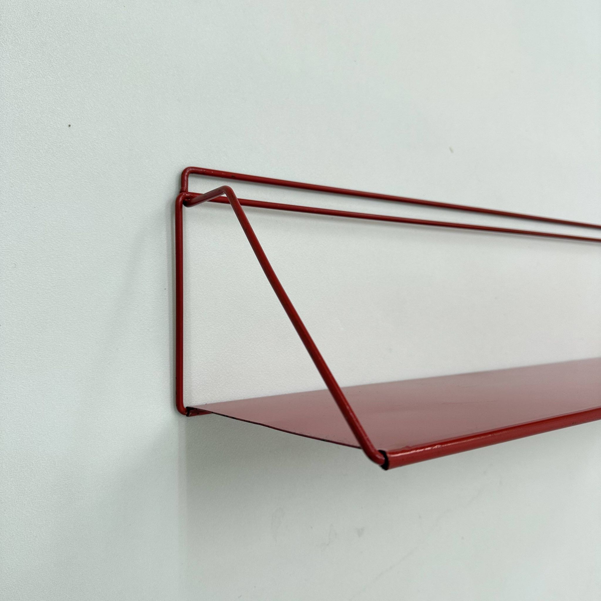 Vintage red metal wall unit book shelf , 1970s