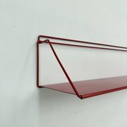 Vintage red metal wall unit book shelf , 1970s
