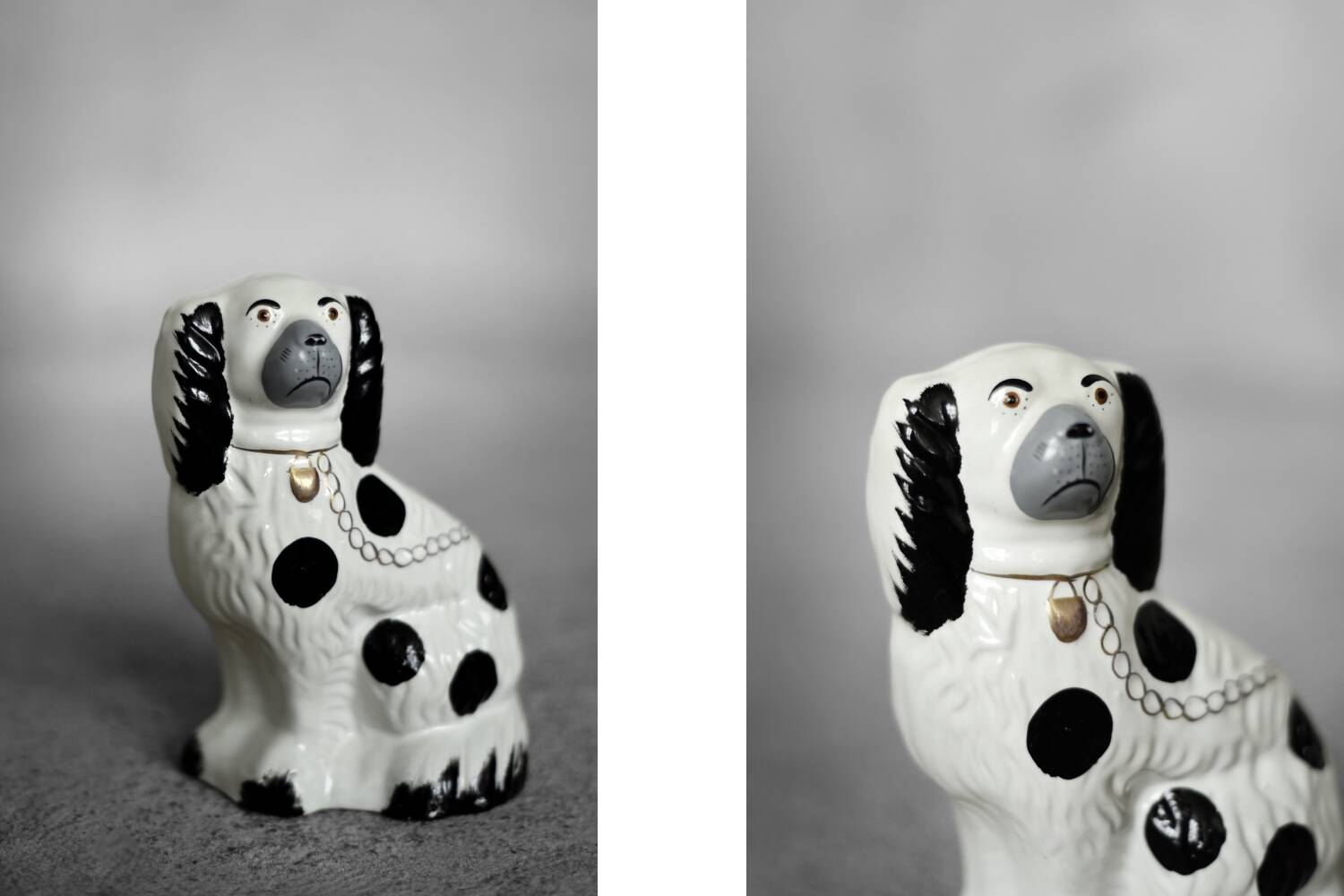 Chien de cheminée vintage en céramique Staffordshire Spaniel Figurine de cheminée