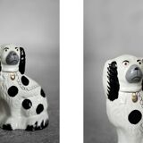 Chien de cheminée vintage en céramique Staffordshire Spaniel Figurine de cheminée