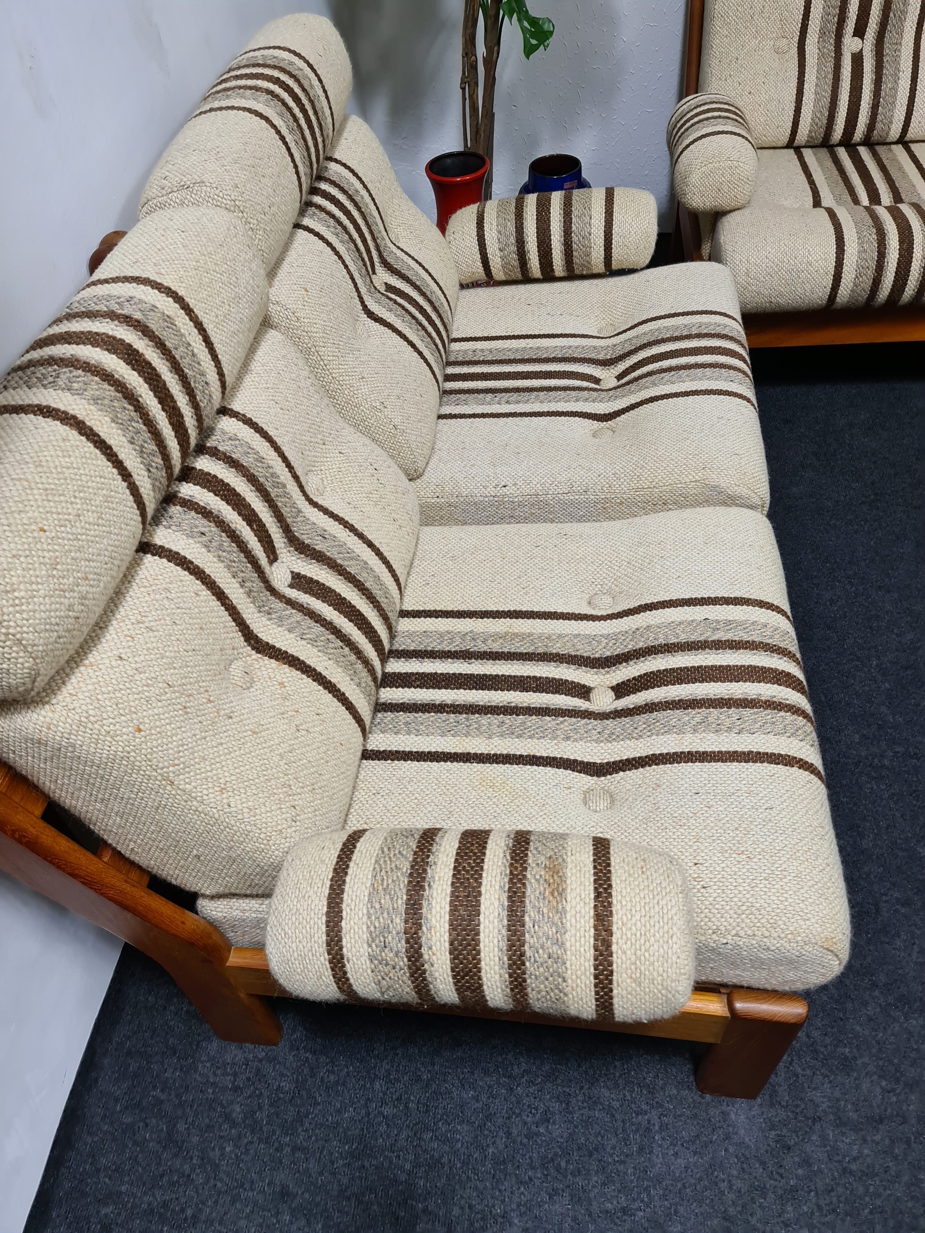 Set de salon vintage des années 70 en teck 6 pièces