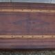 Old wooden trunk covered leather travel chest