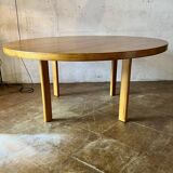 Large round vintage ash coffee table by Alvar Aalto, model "H-Legs"