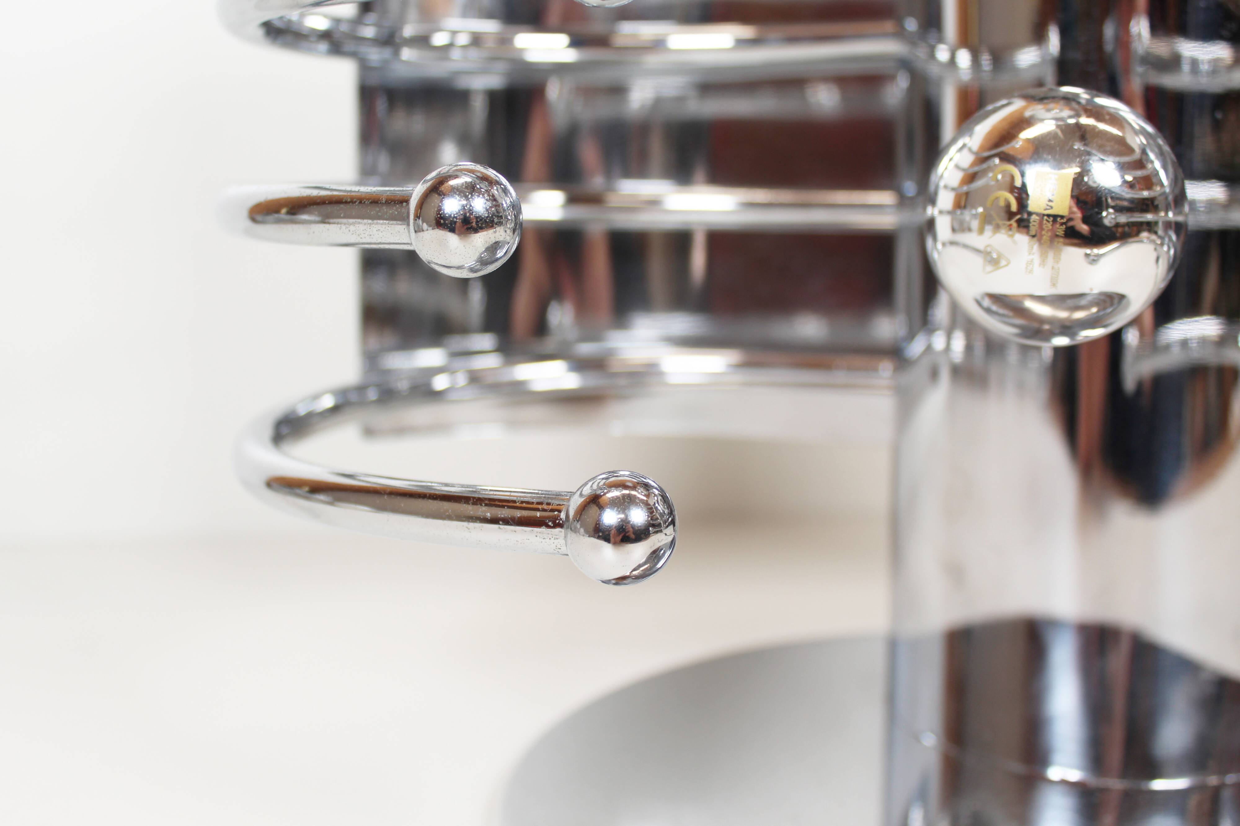 Unique & exceptional Italian 1960s Space age chrome table lamp