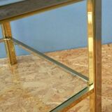 Table basse de style moderniste, style Romeo Rega en laiton et chrome