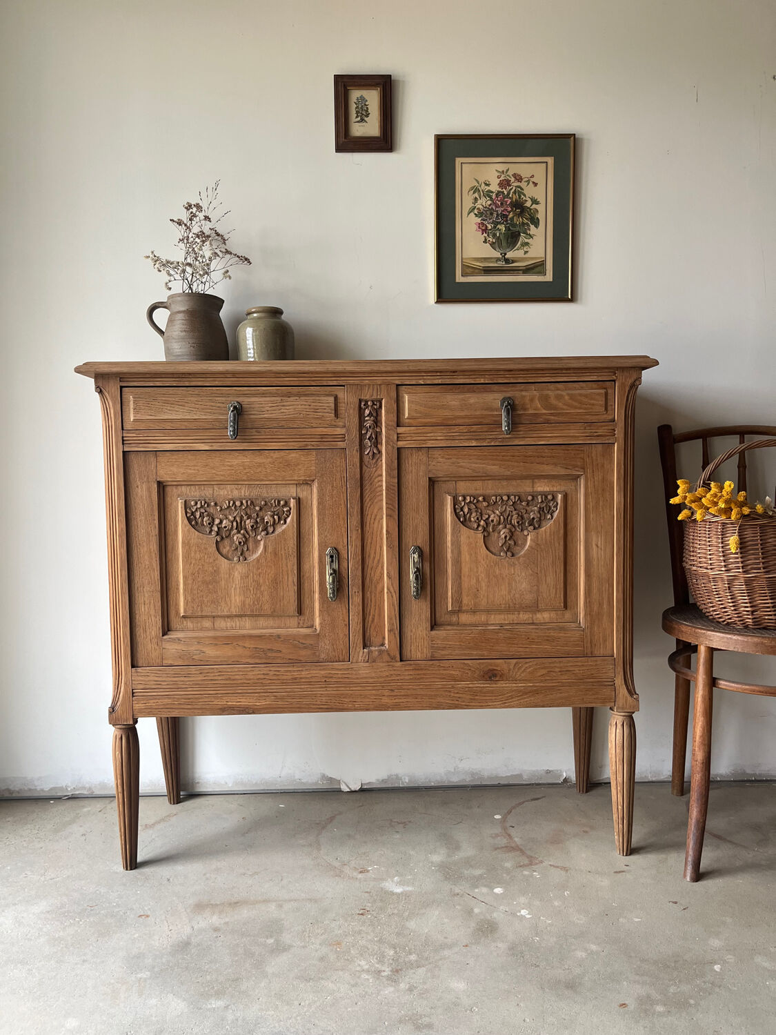 Carved oak sideboard