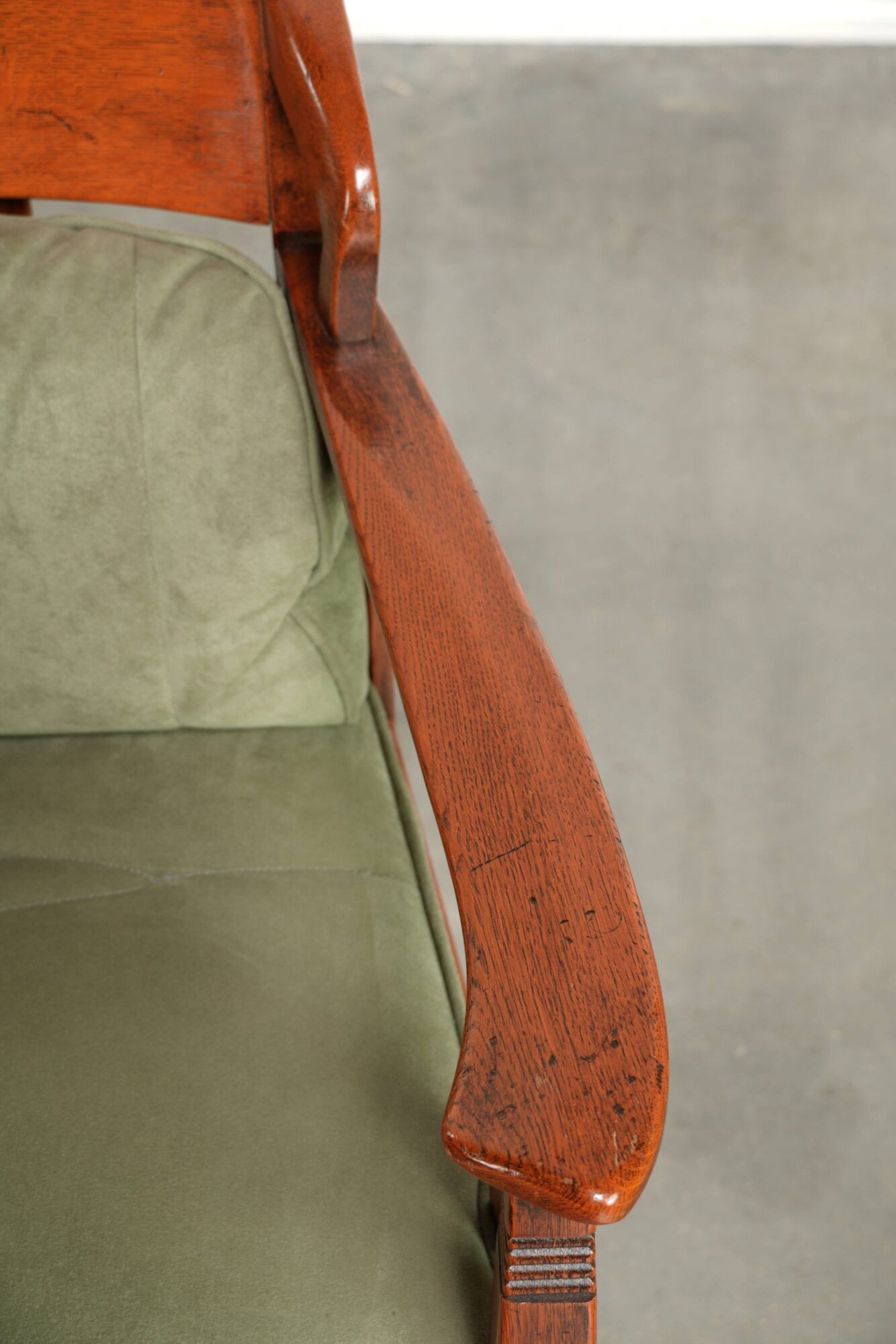 Set of 2 Art Nouveau/Jugendstil dining chairs with suede upholstery