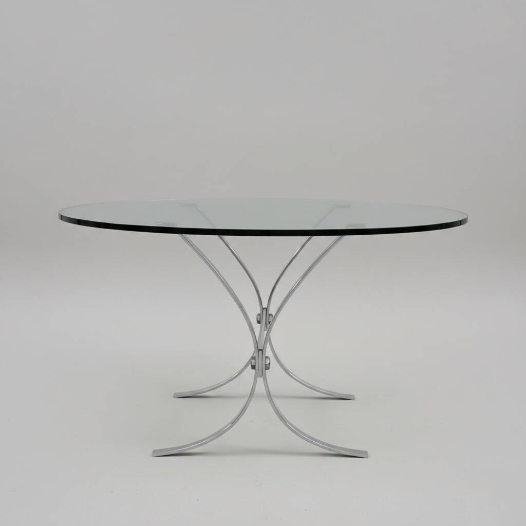 Glass and steel coffee table – 1970s modernist design