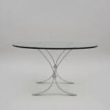 Glass and steel coffee table – 1970s modernist design