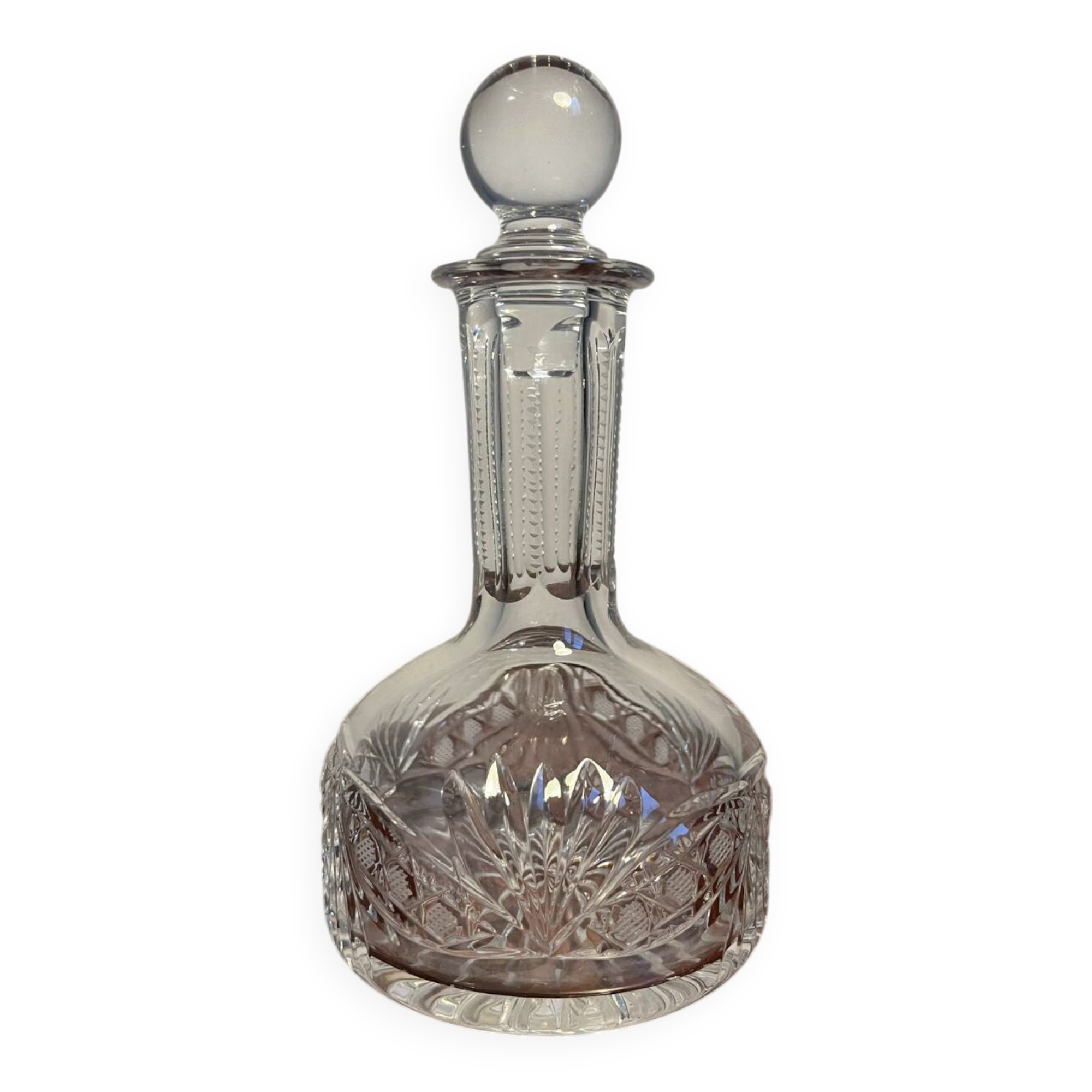Baccarat-style cut crystal glass carafe