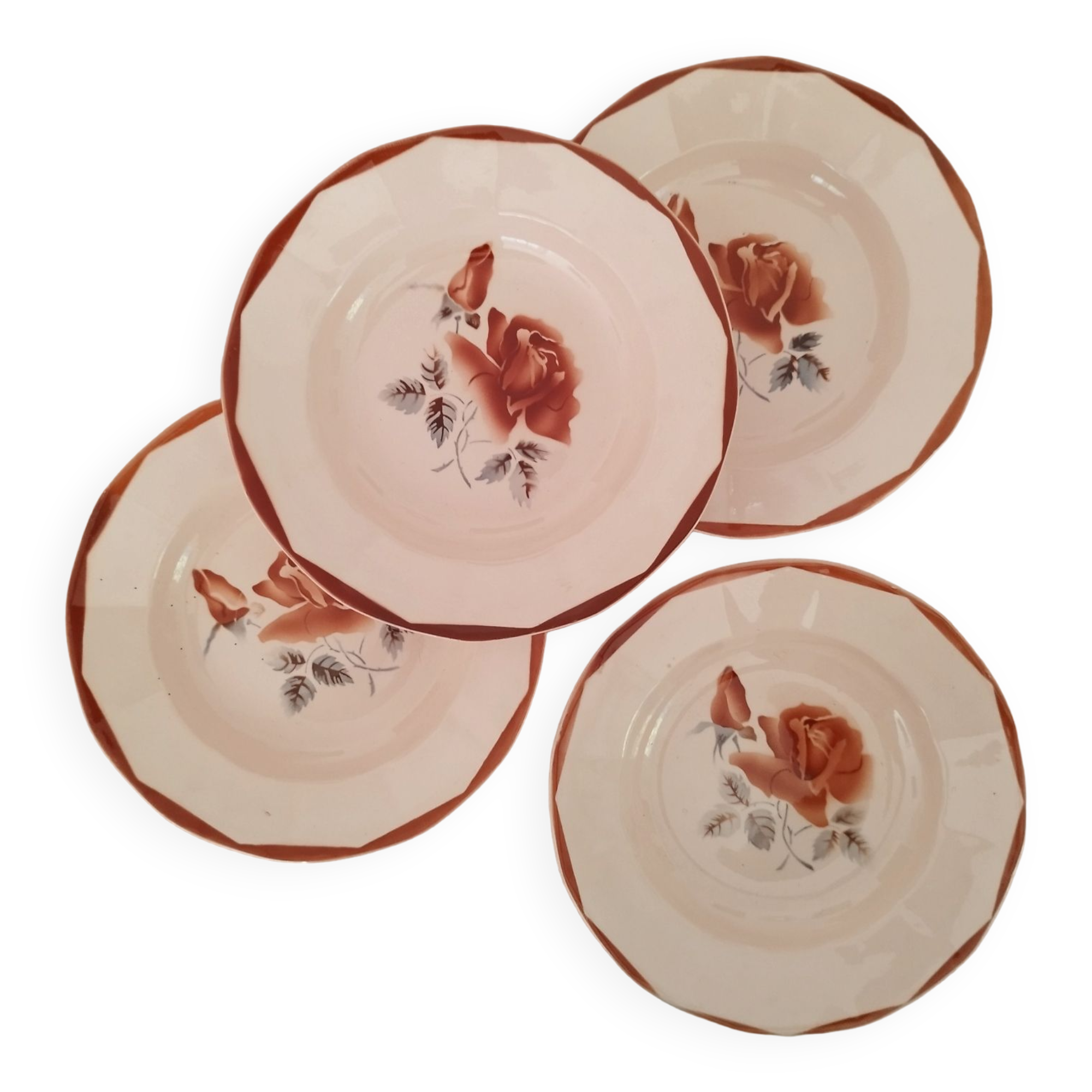 Hollow plates old earthenware Digoin Sarreguemines numbered vintage