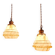 Pair of Art Deco pendant lights in opaline and uraline, 1920-30