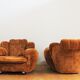 Velvet armchairs and sofa, 1970s, set of 3