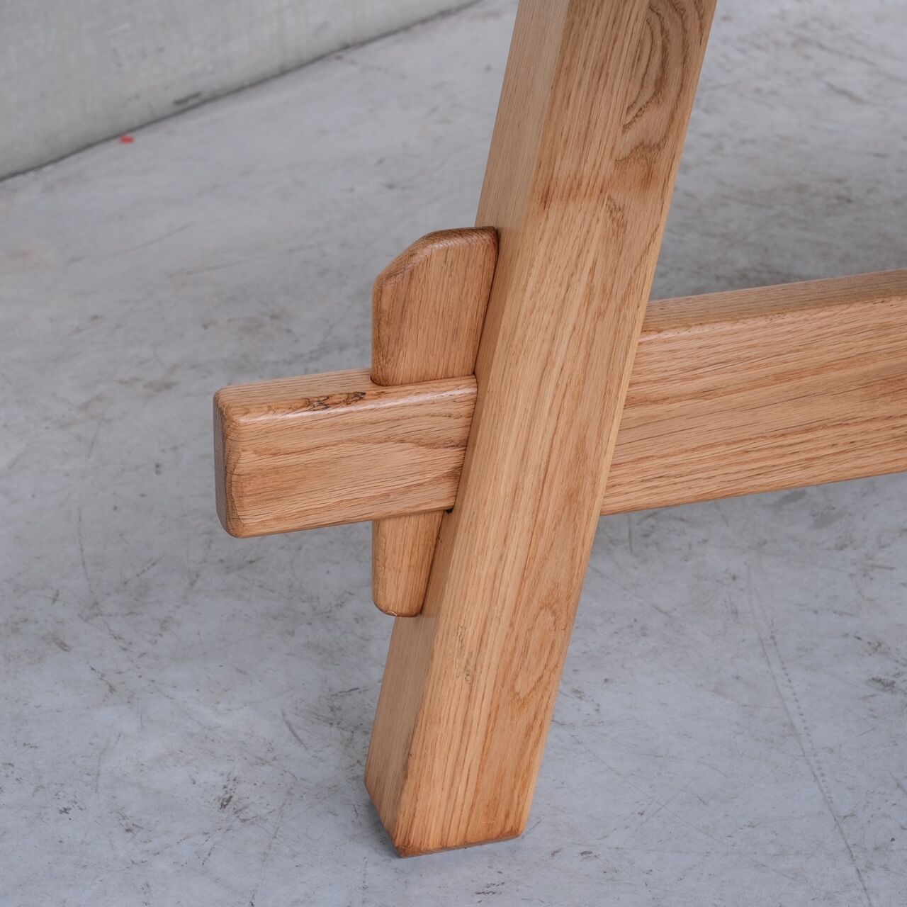 Brutalist oak mid-century triangular dining table