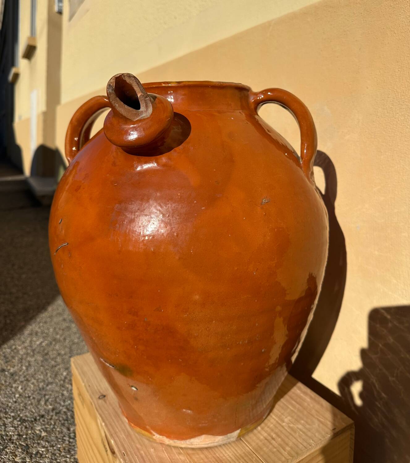 Glazed terracotta water jar, old Ardèche craftsmanship, 1800
