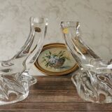 Paire de bougeoirs deux branches cristal
