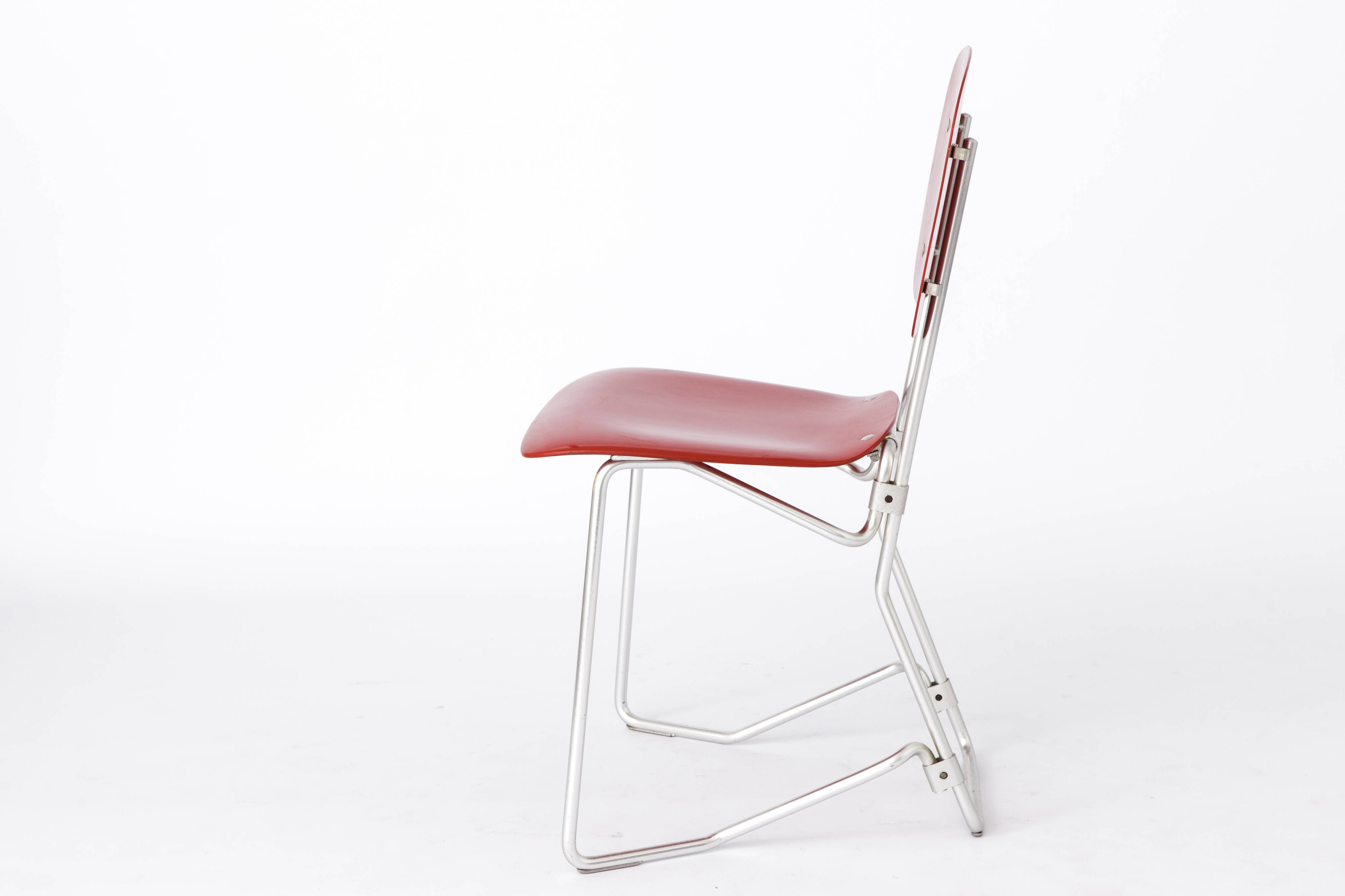 Ensemble de 4 chaises empilables d'Armin Wirth, modèle Aluflex, 1951 Allemagne