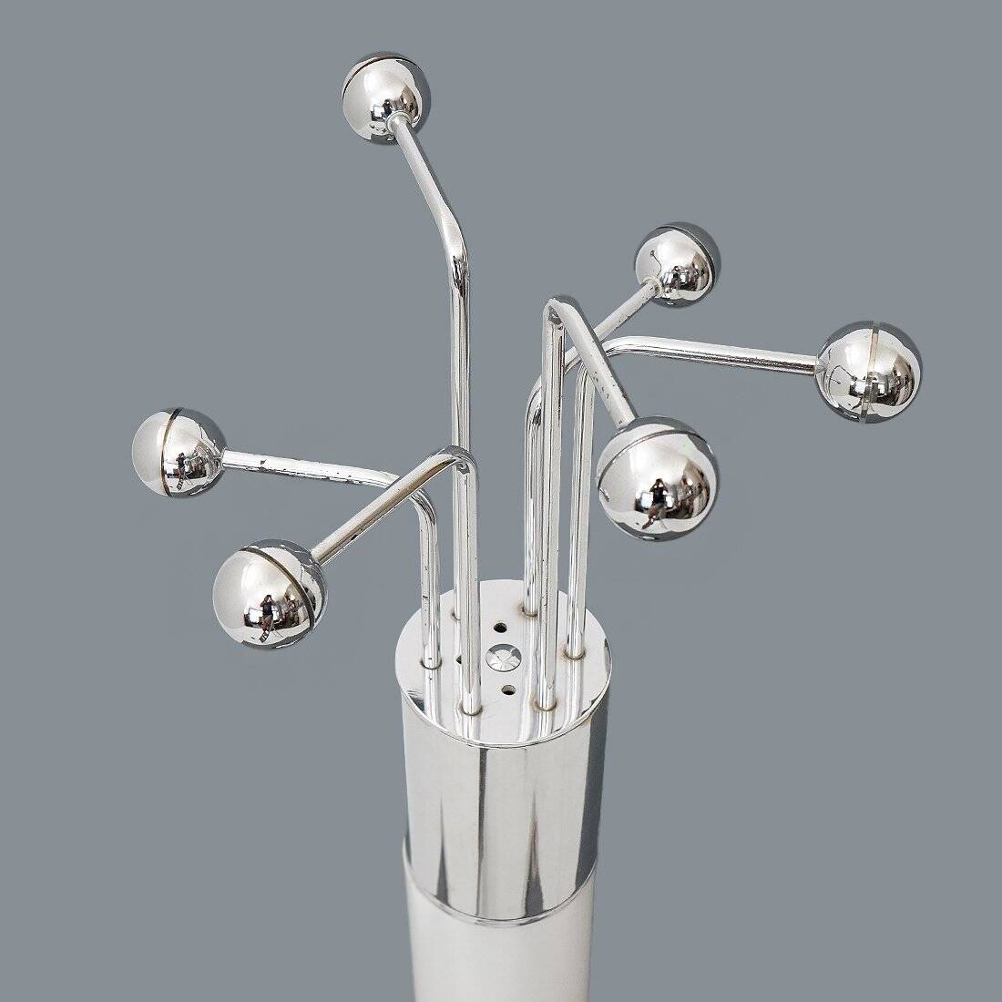 Chrome metal coat rack floor lamp, 1970s