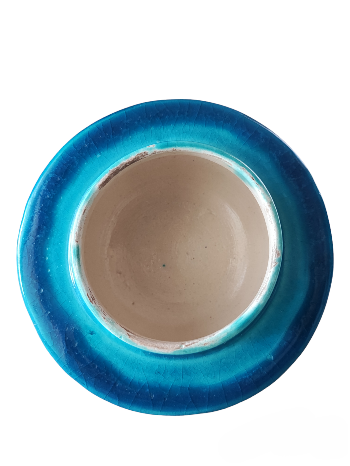 French art deco pottery turquoise vase and cover
