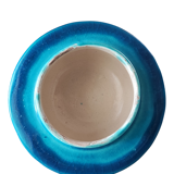 French art deco pottery turquoise vase and cover