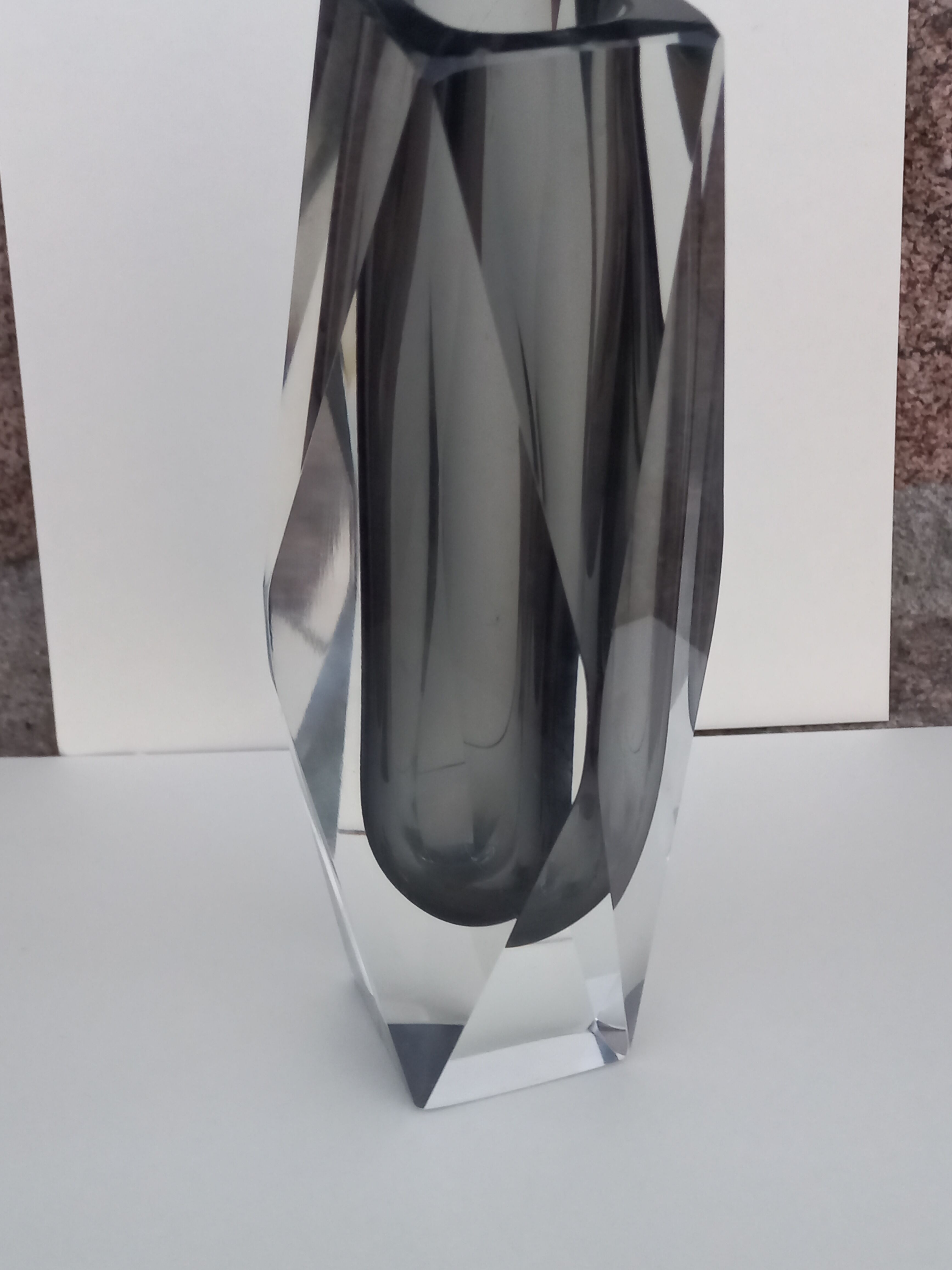 Glass vase Sommerso Murano of the 70s 21cm