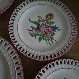 7 openwork plates and the Lunéville earthenware cake dish known as “semi Luneville porcelain”.