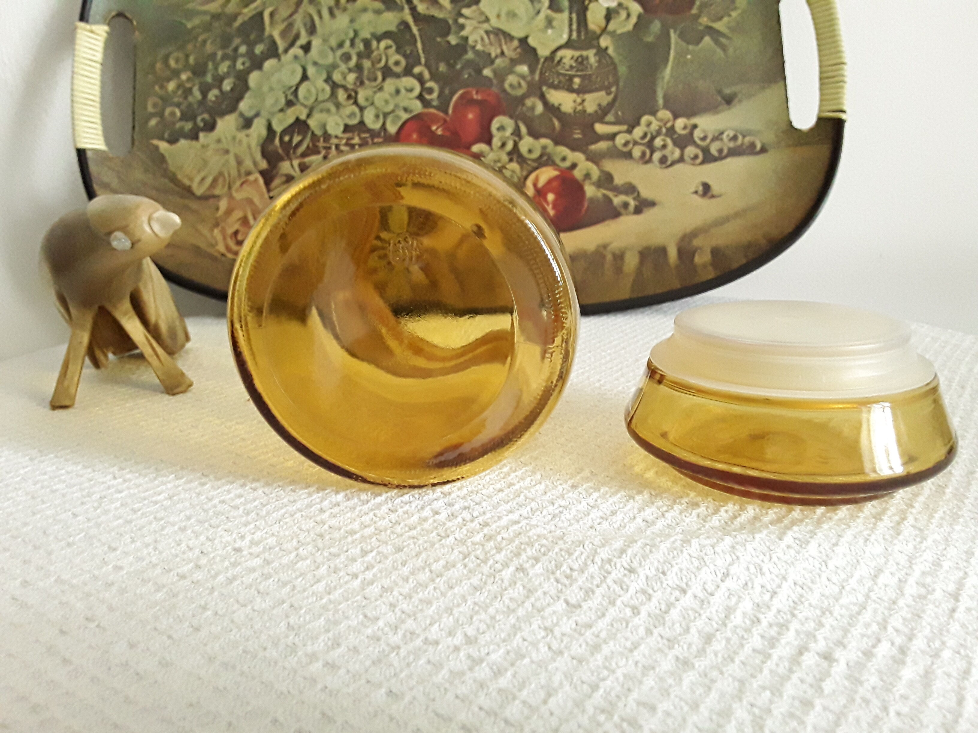 Bocal vintage en verre jaune