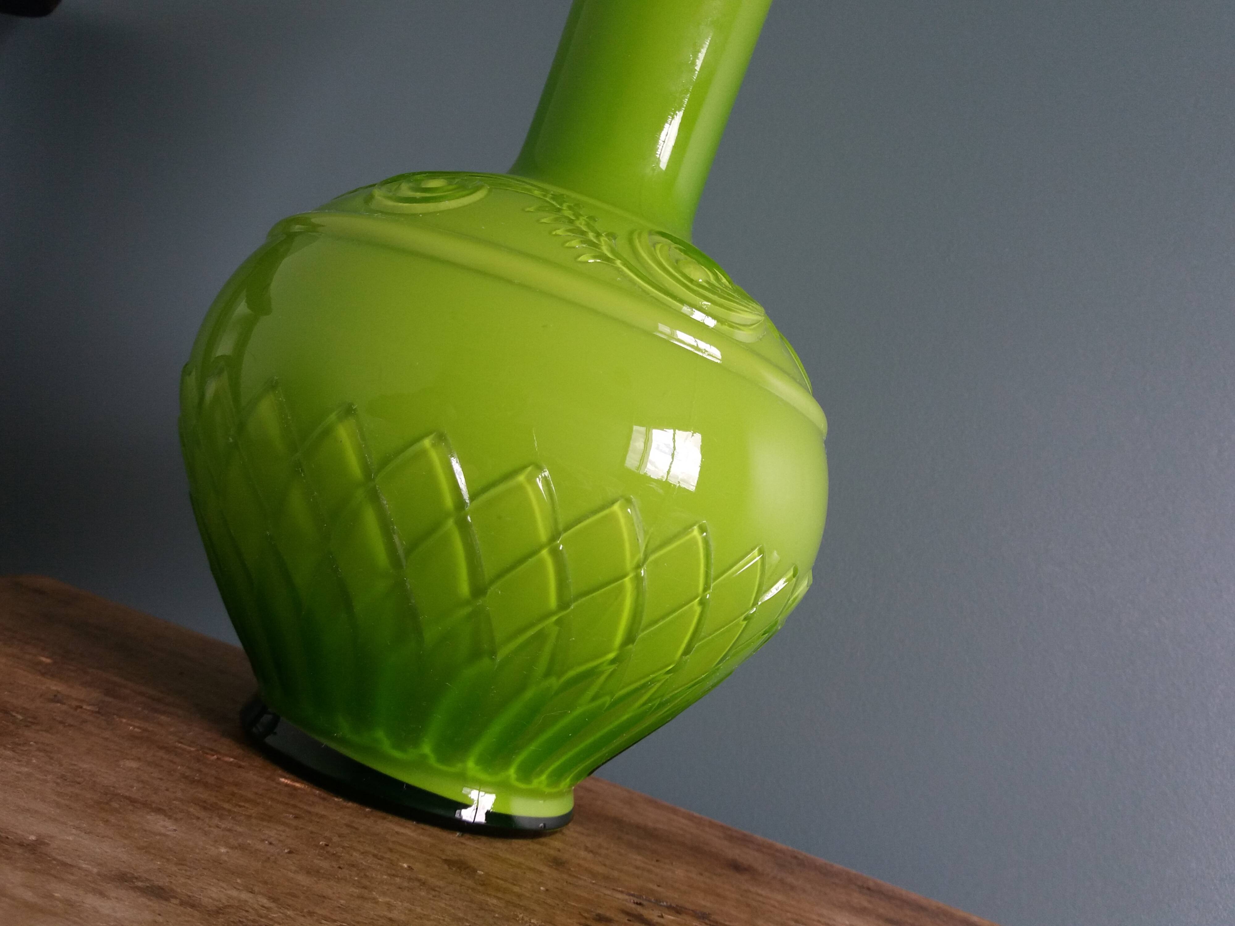 Apple green opaline glass vase