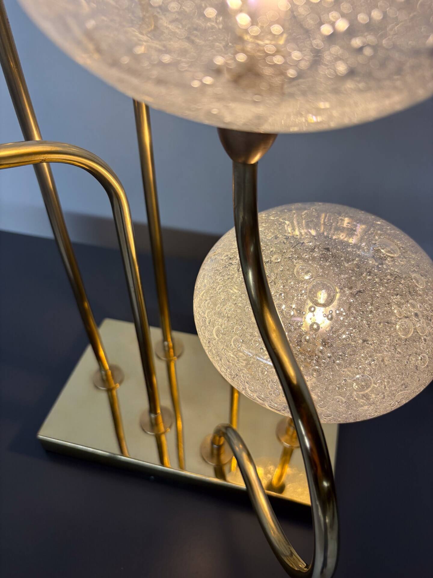 Contemporary Floor Lamp, Brass and Glass, Italy
