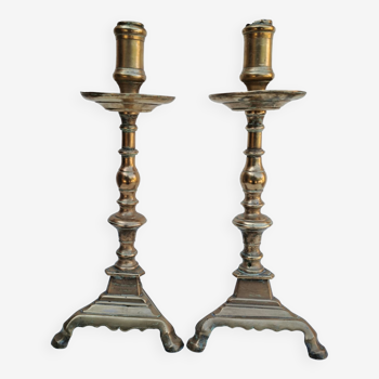 Pair of bronze torches 17th