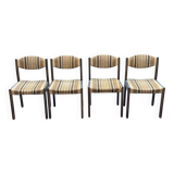 Set of 4 vintage Scandinavian Self chairs in solid wood and wool