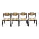 Set of 4 vintage Scandinavian Self chairs in solid wood and wool