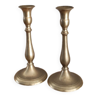 Pair of bronze candle holders