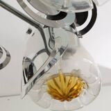 Mazzega Mid-Century Modern Italian Murano Glass and Steel Chandelier, 1970s