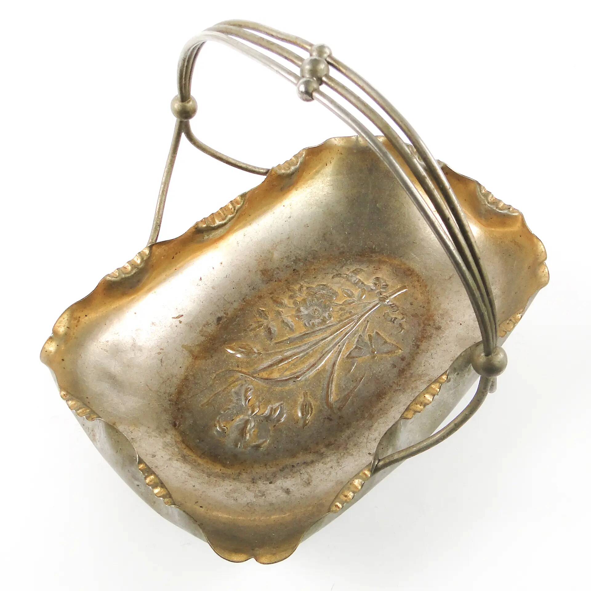 Fruit basket, Art Nouveau, silver-plated brass, Austria, early 20th century