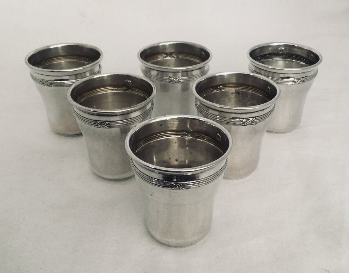 6 liquor cups "rubans croisés" Charles Vincent
