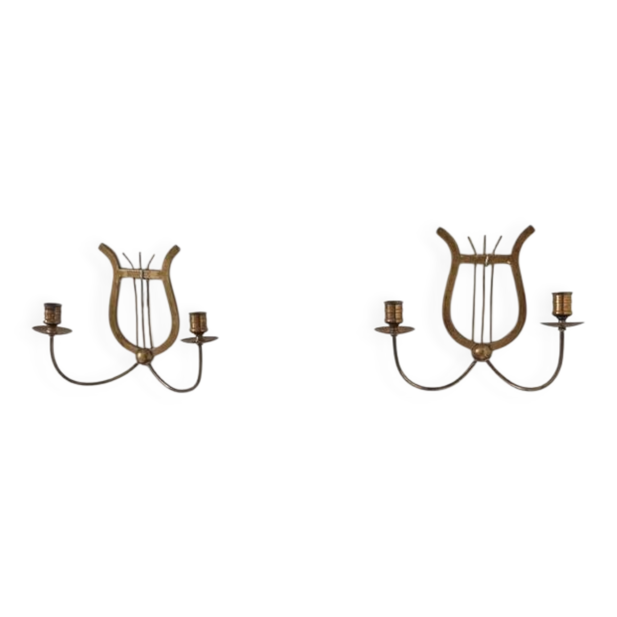 Pair of vintage brass candle sconces, France, 1940.