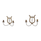Pair of vintage brass candle sconces, France, 1940.