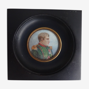 Ancienne peinture miniature portrait Napoléon  XIX