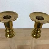 Pair of plexiglass and brass candlesticks by Estrid Ericson, vintage