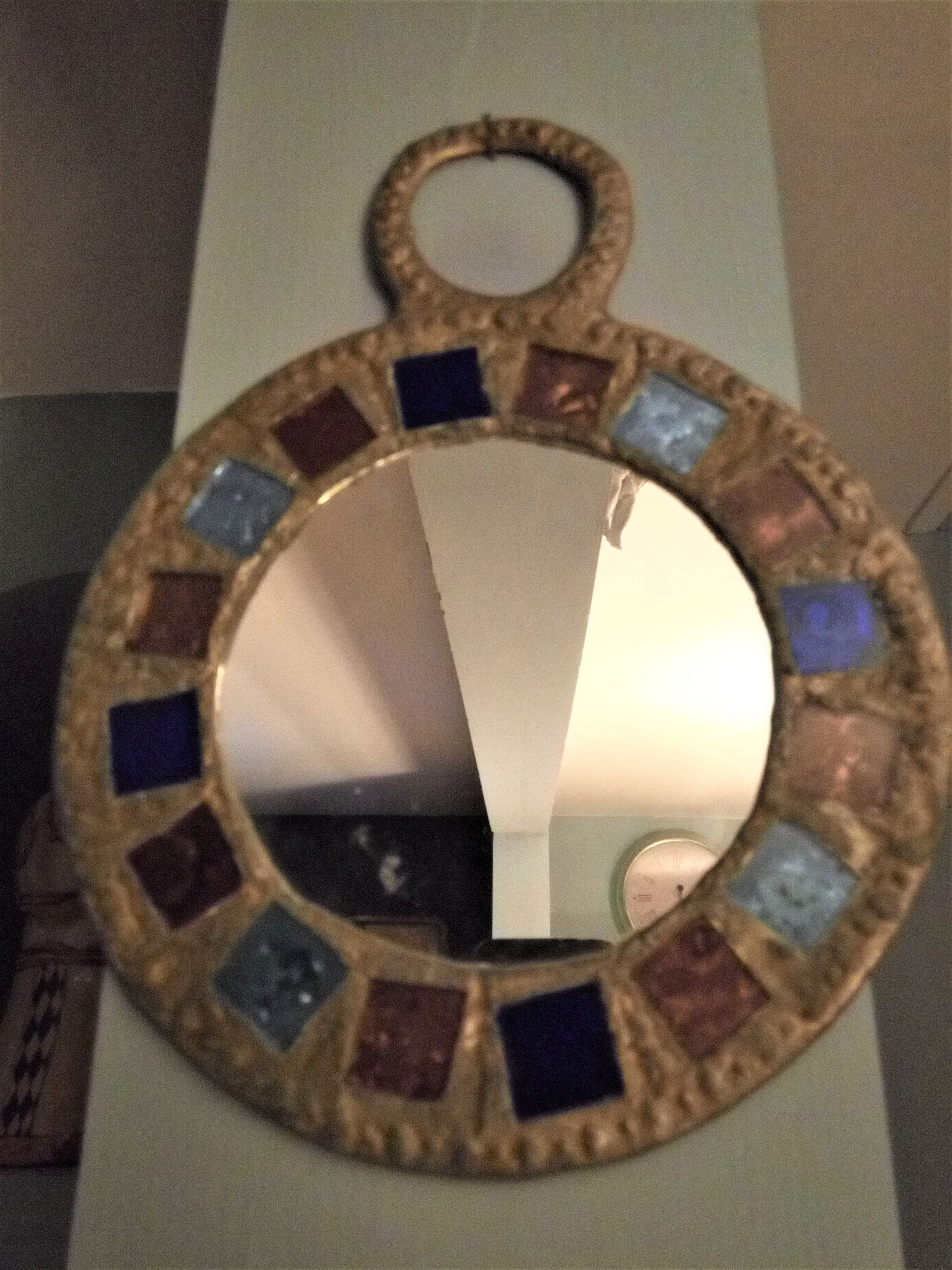 Lead and glass hand mirror
