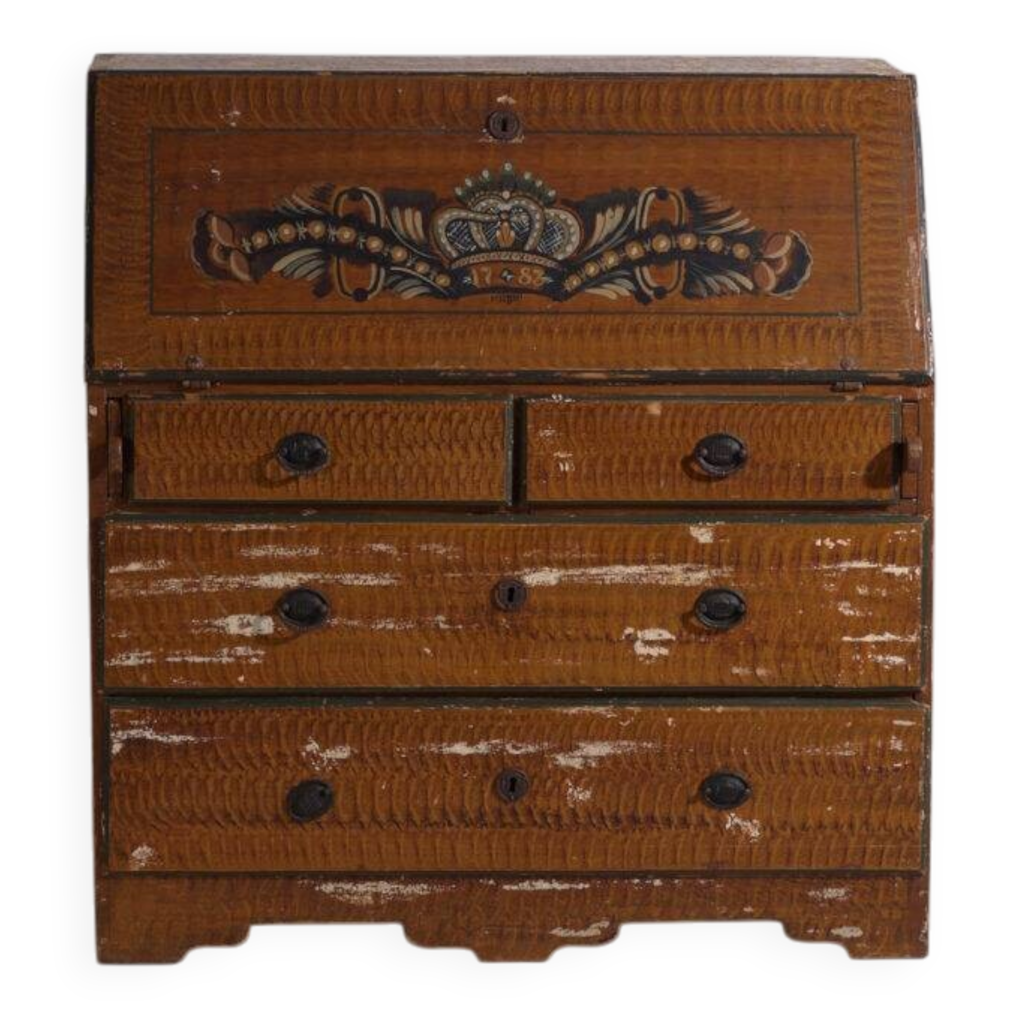 Swedish drop-leaf desk, antique – Scandinavian folk furniture – year 1783