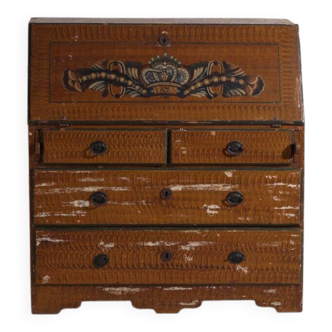 Swedish drop-leaf desk, antique – Scandinavian folk furniture – year 1783