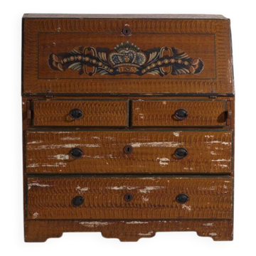 Swedish drop-leaf desk, antique – Scandinavian folk furniture – year 1783