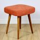 Orange terracotta square vintage stool PRL 1970s