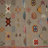 Berber wool rug woven and embroidered from the High Atlas