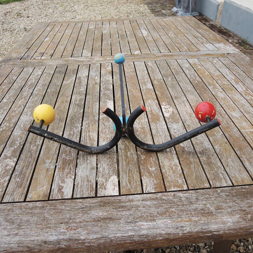 Old Wall Coat Rack 4 Multicolor Balls
