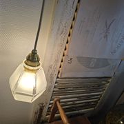 Frosted glass hexagonal suspension globe Art Deco