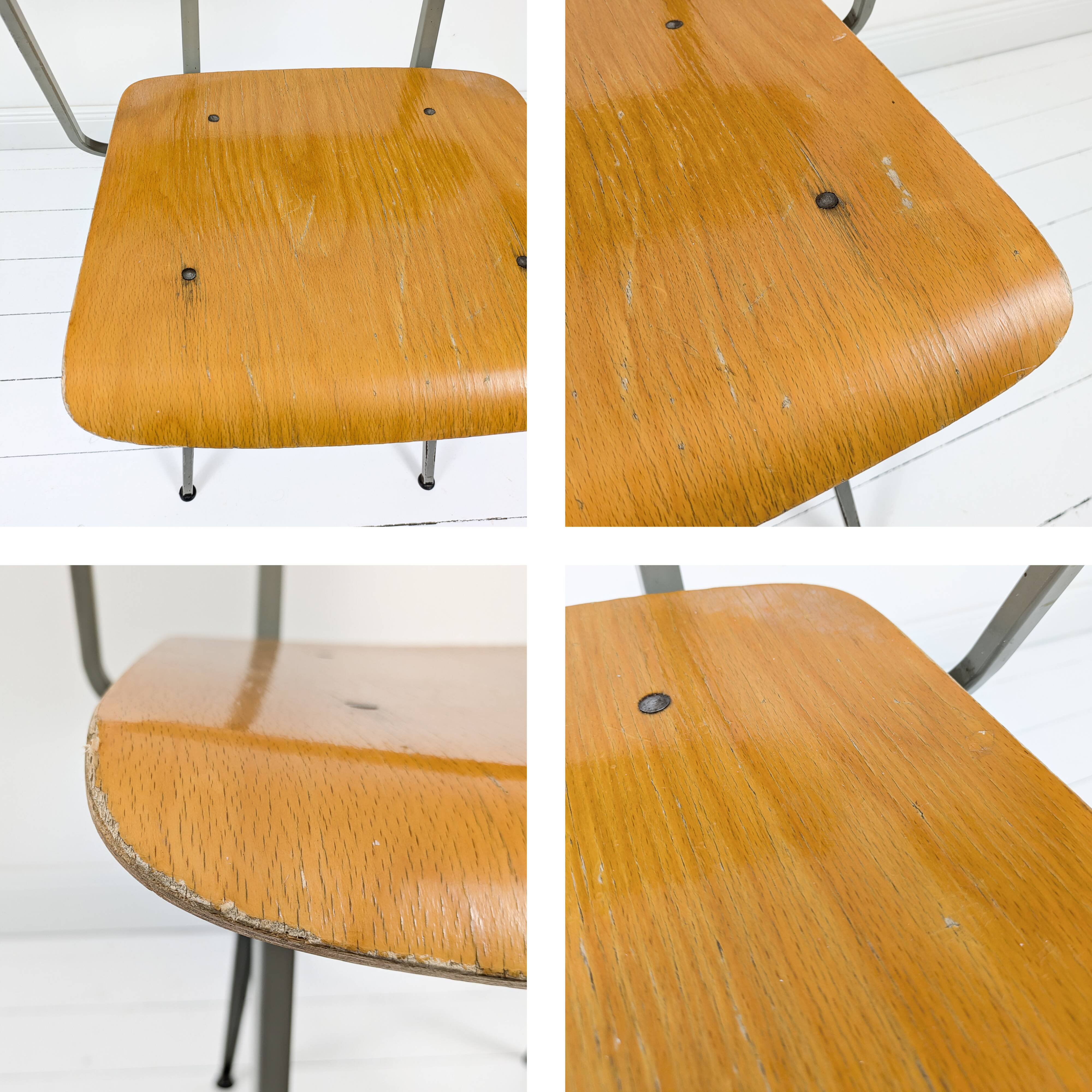 Chaise mid century accoudoirs marko holland bois métal marron noir vintage rétro chaise d'architecte